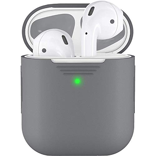 Airpods Protector Case Silicone Cover Sleeve Bluetooth Wireless Headphones Protective Case Skin for AirPods 2 and 1 Wireless Charging Case (Grey)