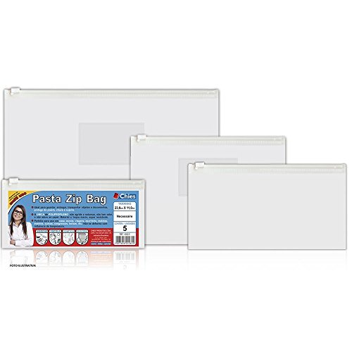 PASTA ZIP BAG A5 MULTIUSO COM 5 UNIDADES CHIES CHIES