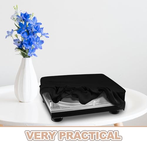 Funda para tocadiscos protectora de alta densidad GARVALON negra antiarañazos universal 3