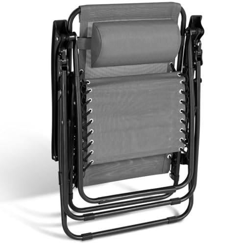Lot 2 fauteuils relax zéro gravité gris IDMarket 6532
