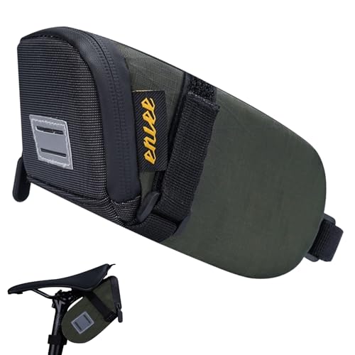 ENLEE Road Bike Saddle Bag, Waterproof Bike Seat Bag with Independent Small Item Partitions, Green Wedge Reflective Bicycle Storage Pouch Under Seat for Mountain/Road/Gravel Bikes, Small Size