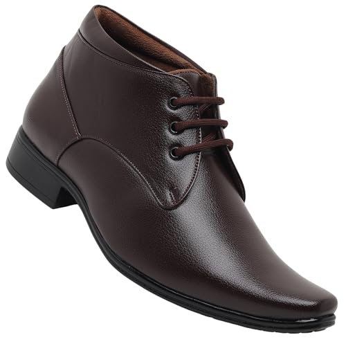 Image of Zixer Artificial Leather Mens Formal Shoes || Office High Top Formal Shoes Men || Cozy Black Formal Shoes for Men Ankle Bike Riding Chelsea Boots For men (Black)