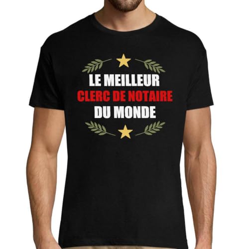 T-Shirt Clerc de Notaire Homme en coton imprimé en France en noir et blanc taille M à XXL
