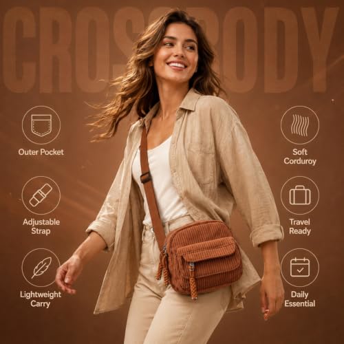 Image of Kawn Women Crossbody Bag, Aesthetic Mini Cute Purse, Shoulder Bag with Outer Pocket For Daily Use Work Travel Beaches, Portable Handbag Bag, Comfortable and Trendy Design