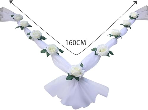 Miniatura 3 de MoreChioce - Decoración de flores artificiales para boda, decoración de automóvil, guirnalda de flores para boda, fiesta de boda, azul