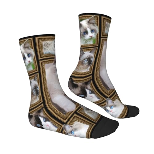 Calico Cat Kids Socks 6-10 Years Old Lightweight Non-Slip Children Crew Socks3