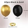 YMSZ Black and Gold Balloons, 67pcs 12 Inch Metallic Gold and Black Balloons for Birthday, Retirement, Graduation, New Year's Eve Party Decorations #1