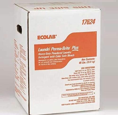 ECOLAB 6110391 Laundri Perma Brite Plus 45lbs - Heavy Duty Powdered Detergent with Color Safe Bleach