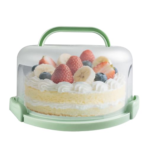 VELLUSTRA Boîte de transport pour un gâteau, 10 Pouces Boîte à Gâteaux en Plastiqu Boîte Cadeau Boîte à Cupcakes D'affichage avec Poignée et Base pour...