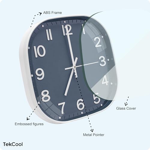 Image of TEKCOOL Plastic Analogue Wall Clock 12 inch Silent Quartz Decorative Wall Clock Non-Ticking Classic Clock Battery Operated Round Easy to Read for Room /Home /Kitchen /Bedroom /Office /School.Grey white'