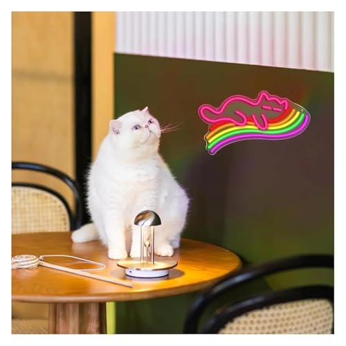 Néon chat arc-en-ciel : l'enseigne lumineuse à offrir pour décorer une chambre d'enfant