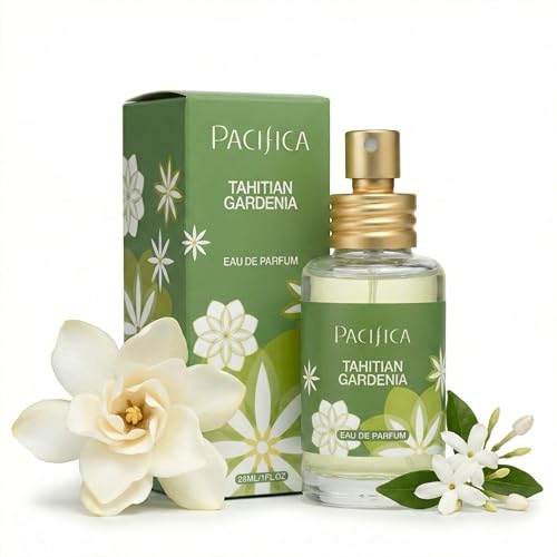 Pacifica Tahitian Gardenia Perfume Spray 1oz – Tropical Floral Fragrance with Gardenia Bloom, Jasmine & Sweet Orange, Warm Vanilla Coconut Notes, Vegan & Cruelty-Free Clean Perfume for Women