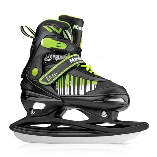 Adjustable Ice Skates for Kids, Kids Ice Skates for Boys Girls Youth Ages 4-12, Kids Hockey Skates, Beginners Ice Skating Shoes for Outdoor and Rinks with Warm and Soft Lining - Small, Green