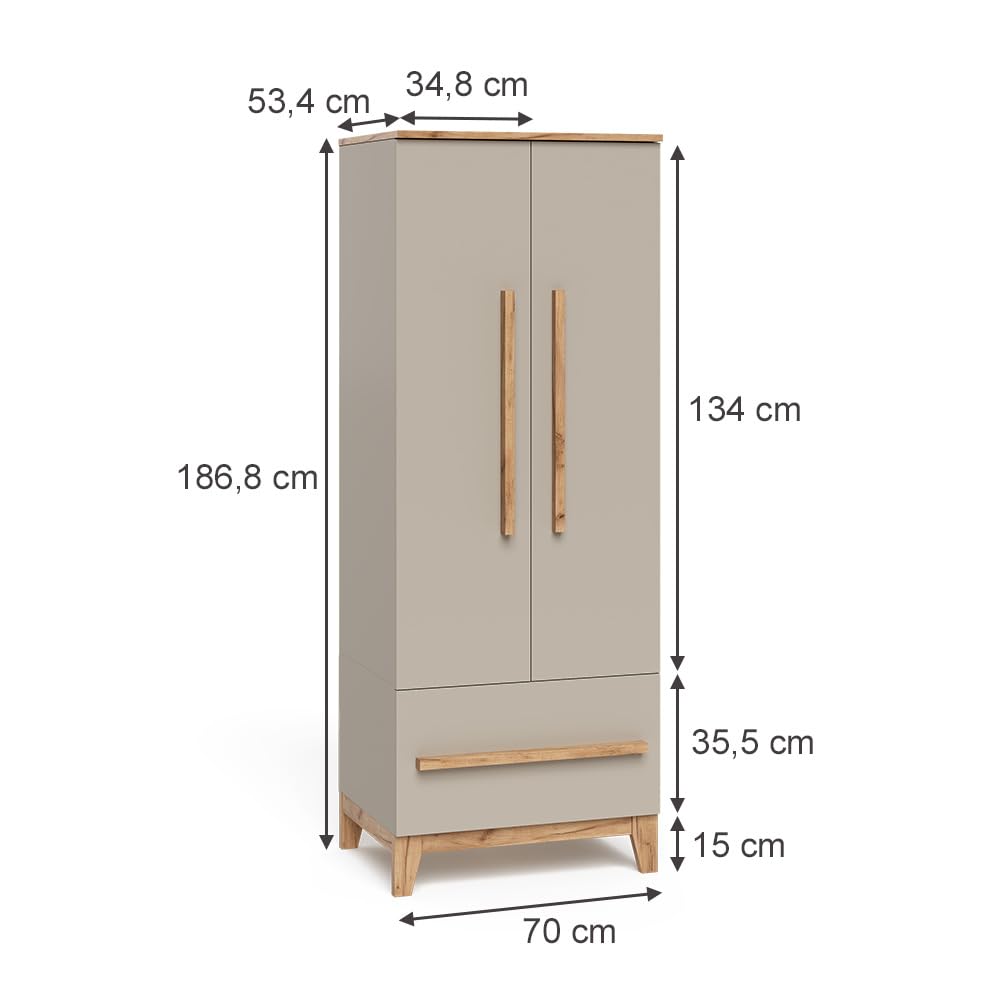 VitaliSpa Armadio per bambini Malia 70 x 186.8 cm Cashmere Artigianale