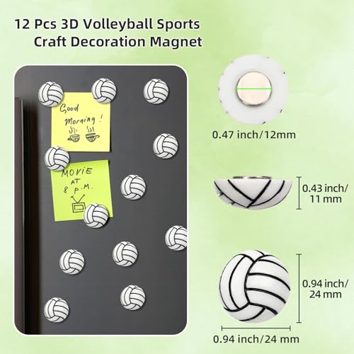 12 imanes decorativos de voleibol para refrigerador miniatura 2