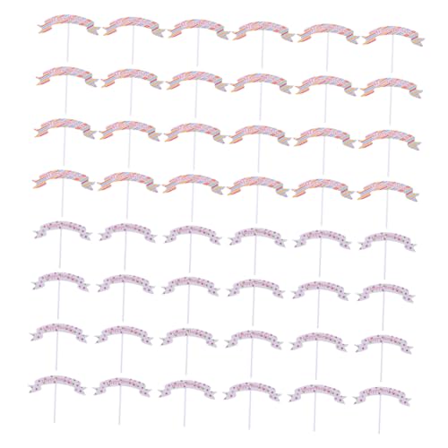 SUPVOX 40 Piezas Bandera de decoración de pastel pancarta de pastel suministros de decoración de pasteles adorno de pastel bandera de la torta decoraciones de pastel de cumpleaños Papel
