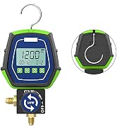 R134a Digital Manifold Gauge Set HVAC with Built-in 90 Refrigerants, Digital Vacuum Gauge with Re...