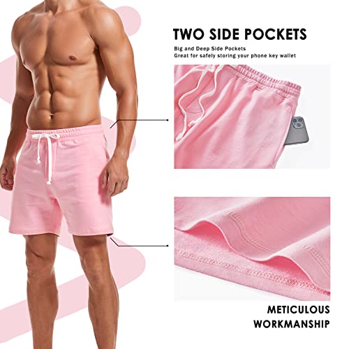 Image of AMY COULEE Mens Athletic Workout Shorts 5.5 inch Cotton Casual Shorts Elastic Waist Joggers Sports Sweat Shorts
