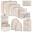 Set 4 Cubi Da Viaggio Compressione – Organizer Per Valigia In Tessuto Oxford, Beige Retato