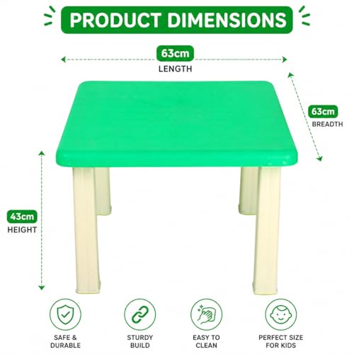 Image of Plastic Strong and Durable Kids Table for Studying Dining Home Virgin Material Kids Table for 2 to 12 Years | Sustain Upto 50 KG (Green Table)