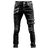 Entrez dans un ensemble de déclaration avec ce jean vieilli pour homme, conçu pour capturer l'essence du hip-hop et de la culture. La jambe fuselée de ce jean pour homme à coupe ajustée assure un profil épuré et contemporain qui passe parfaitement d'une tenue de jour décontractée à une soirée.