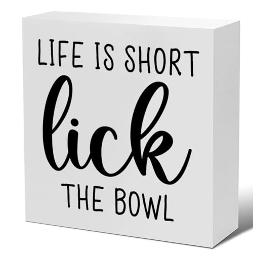 Funny Bathroom Sign Life Is Short Lick the Bowl Wooden Sign