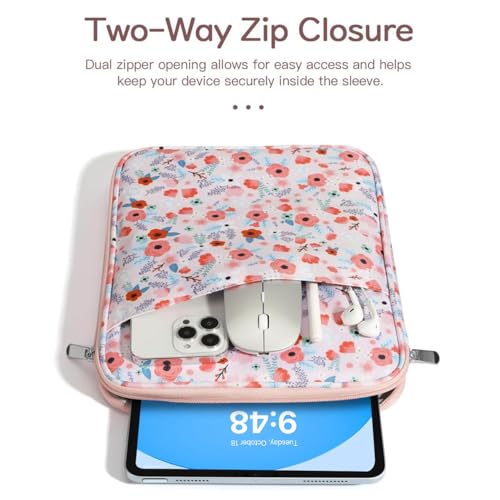 Image of Dadanism 9-11 inch Tablet Sleeve Bag Carrying Case for iPad (A16) 11th Gen 11 inch, iPad 10th Gen 10.9 inch Air 5 /4, iPad Air M4 /Pro 11 inch, iPad 9 /8 /7th, Galaxy Tab A11+ Plus 11 inch, Remarkable 2 10.3 inch, Spring Pink
