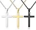 YADOCA 3 Collier Croix en Aacier Inoxydable pour Femme Homme Pendentif Classique Chaîne Réglable Bijoux Cadeau Religieux Argent Or Noir