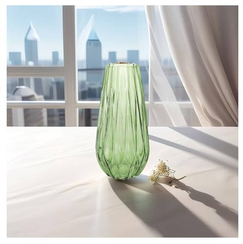 Image of SPHINX Decorative Glass Vase for Flowers Plants Home Decor Office Living Table Decorations, Vases for Home Decor, Luster Glass Vase,Modern - (Green Diamond Cut, 10 Inches)