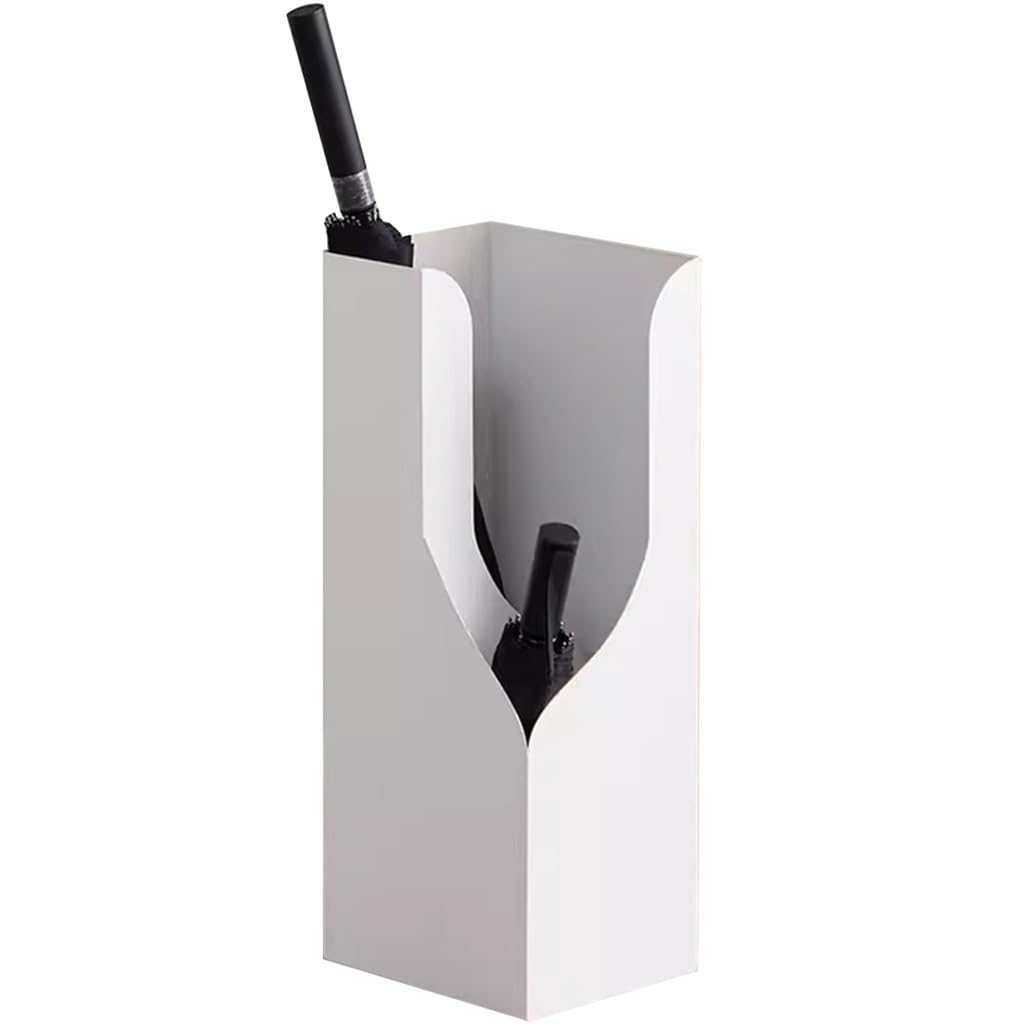 SBJKLYRN umbrella stand, Entryway Simple Style Rectangular, Florist Large Capacity Partition Umbrella Bucket, Picture/racket Stand(White)