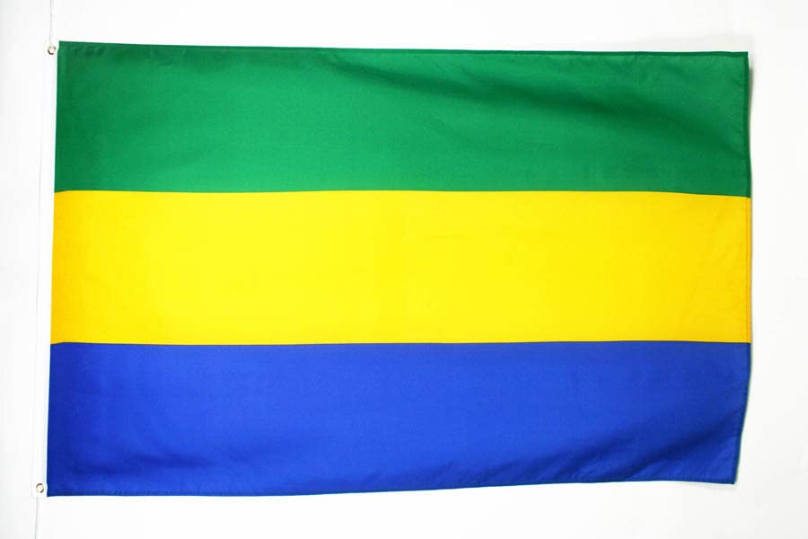 AZ FLAG - Drapeau Gabon - 150x90 cm - Polyester léger - Drapeau Gabonais Avec Oeillets Métalliques Intégrés - 80g