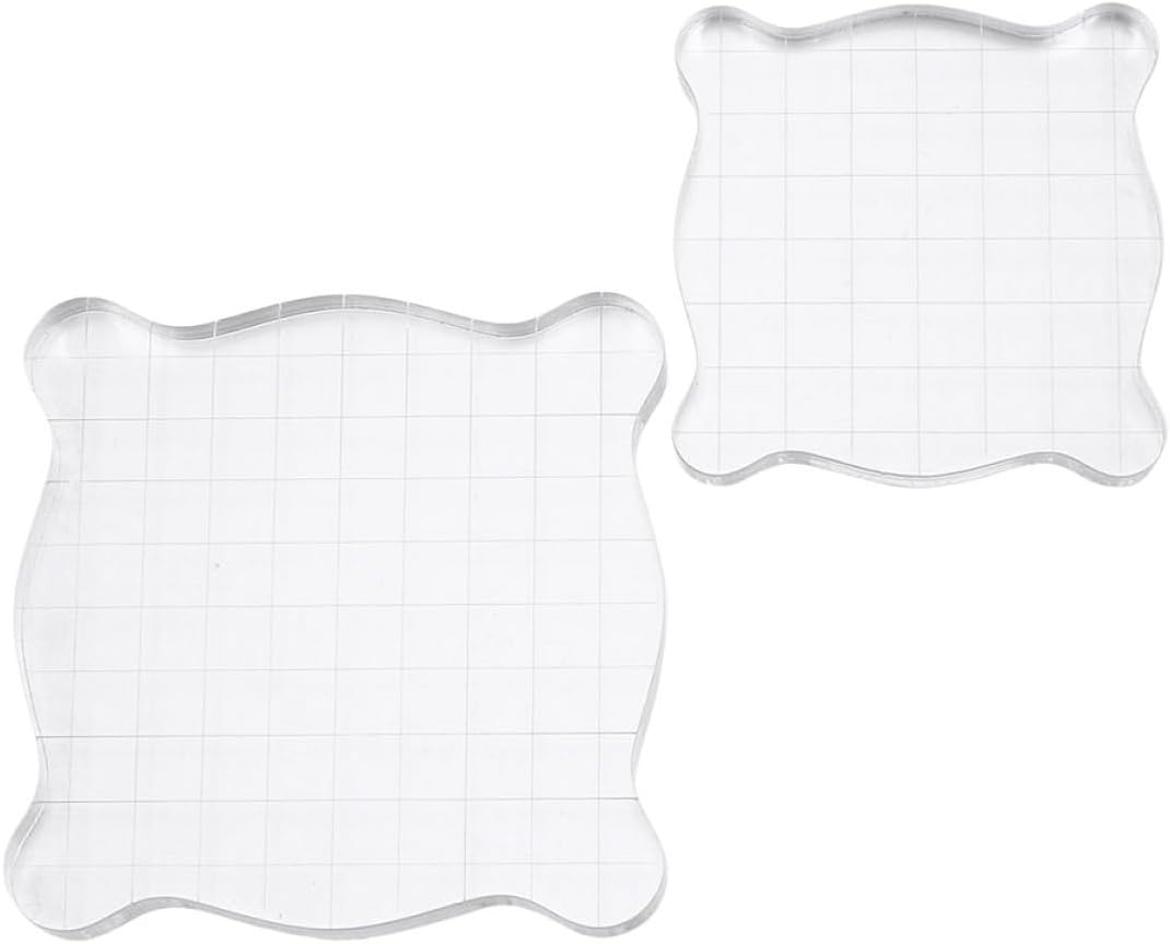 Acrylic Stamp Blocks 2pcs (5x5cm 7.5x7.5cm) Stamping Tool Set for DIY Scrapbooking and Card Making Craft Supplies