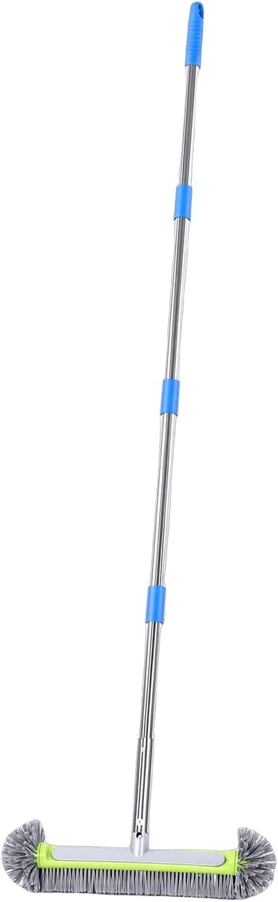 Generic Swimming Pool Brush with Pole Quick Assembly Pool Wall Brush for Home Hotel, Wide Coverage Broom, for Multi Surfaces, Plastic + Stainless Steel + Nylon,19.69in ~ 88.58in Adjustable Pole