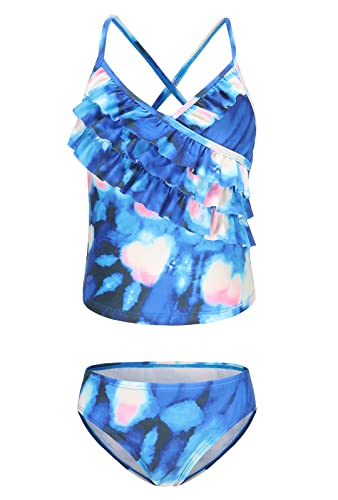Image of Girls Tankini Swimsuits Two Piece Bathing Suit Hawaiian Ruffle Swimwear Set for Kids Girls 3-16 Years