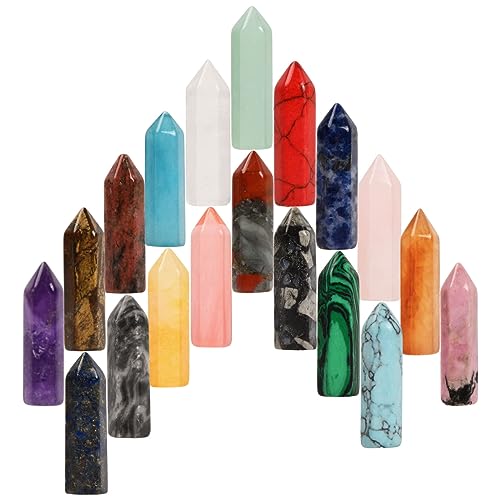 Jinlaili 20 Piezas De Cristales Curativos Conjuntos De Piedras,Cristal curativo natural Hexagonal,Piedra natural curación de cristal piedras,para meditación,relajación