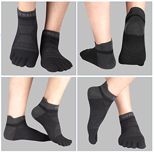 Vwell Toe Socks For Men/Women, Coolmax Five Finger Socks, High Performance Athletic Toe Socks No Show (3Pairs) #TOP4