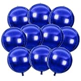 wrovitik 10 Pcs 4D Navy Blue Foil Balloons，10 Inch Blue spherical Balloons Mylar Balloons for Graduation Wedding Birthday Graduation season Party Decor