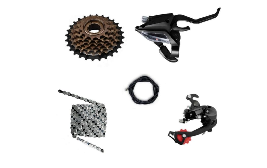 Bicycle 7 Speed Gear Set Comes with Freewheel, Chain, Outer casing, Shifter Long Glass, and dreaullier-image-31