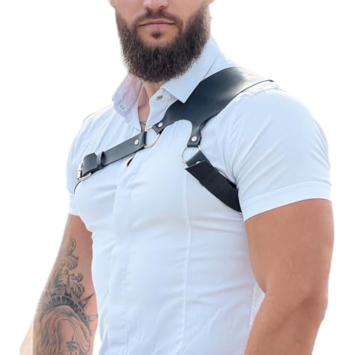 TARZNGGLOP Men's Harness Belt, Costume PU Leather Body Chest for Men, Sexy Punk Body Harness Belt, Adjustable Buckle Clothes Outfits, Nightclub Cosplay Clubwear #29