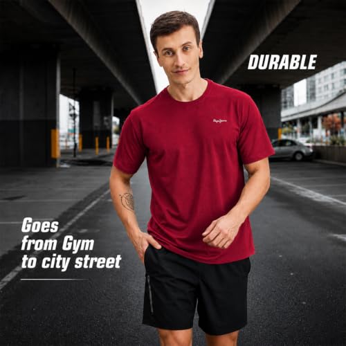 Image of Pepe Jeans Men's Solid Polyester Regular Fit Athleisure T-Shirt | Durable Lightweight Performance Tee for Gym & Casual Use | Breathable Quick-Dry Fabric | Round Neck | Short Sleeves | Sporty Comfort