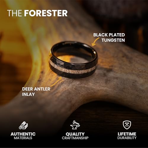Manly Bands: Men's Antler Wedding Bands and Rings - Made With Real Deer Antlers - Designed for Hunters and Wilderness Enthusiasts3
