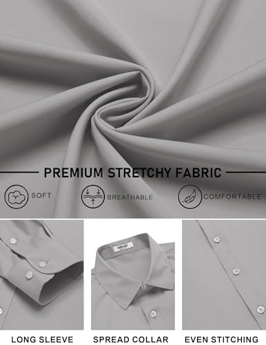 Image of COOFANDY Mens Stretch Dress Shirts Long Sleeve Button Down Shirt Regular Fit Formal Business Shirts