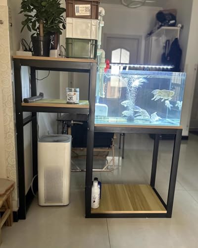 Mueble Acuario Soporte de Madera Maciza para Acuarios Múltiples, Mueble con Estante para Terrario con Veta de Madera para Reptiles, Tanque para Dragón Barbudo, Estante para Acuario de Dormitorio(60x35