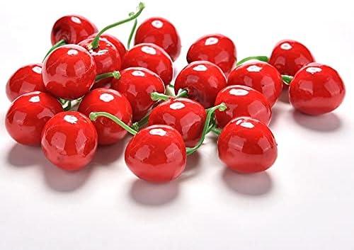 WSLIFE 50PCS/lot Mini Fake Red Cherry Plastic Fruit Small Berries Artificial Flower Stamen Pearlized Wedding Christmas Party Decoration