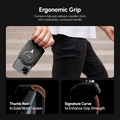 Image of ProGrip Mobile Battery Grip, DSLR-Style Phone Camera Grip with Built-in Powerbank of Qi Charging, Ergonomic Handle with Wireless Shutter Button, Phone Stand Dock, Built-in Cold-Shoe & Tripod Mount