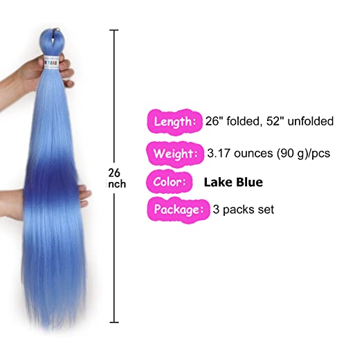 Lake Blue Braiding Hair Pre Stretched Box Braiding Hair Extension 26 Inch (Pack Of 3) #TOP2