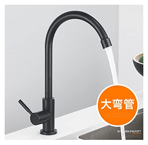 Robinet de cuisine noir mat rotatif en acier inoxydable 304 pour évier - 4