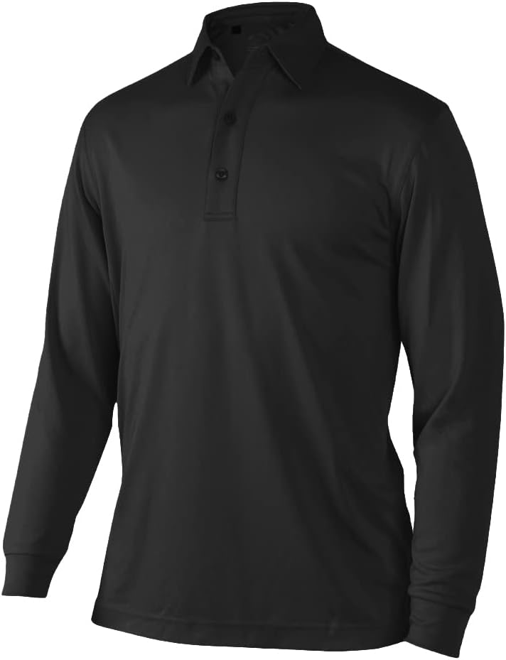 Monterey Club Men's Solid Tailored Collar Long Sleeve Polo Shirt #3671