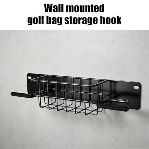 Colgador de bolsa de golf de pared negro con estante para accesorios 5