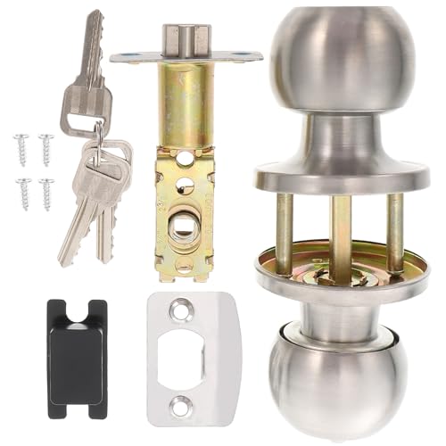 Yardenfun 三杆式把手錠 鍛造製耐久ドアノブロック 鍵付きリバーシブル設計 簡単取付可能 寝室浴室クローゼット対応 色仕上げ